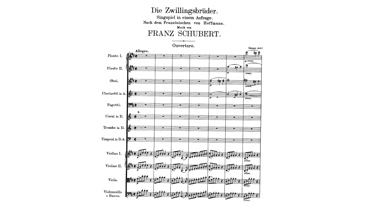 Schubert: Die Zwillingsbrüder, Overture, D 647 (with Score)
