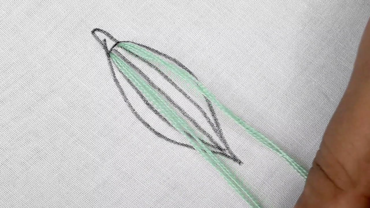 Hand embroidery brazilian buttonhole stitch leaf design/hand embroidery for beginners