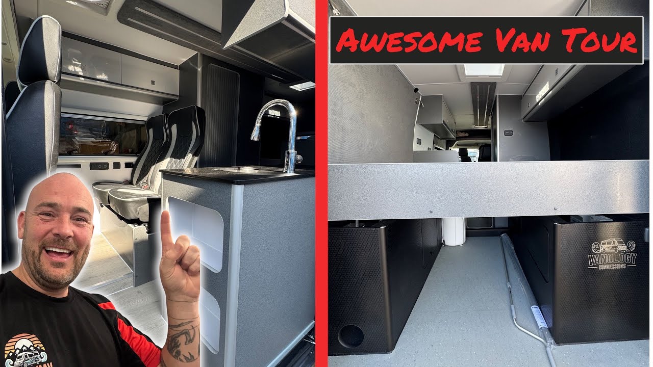 Custom camper van shower tray, Amazing Van tour and NEW UNIT TOUR