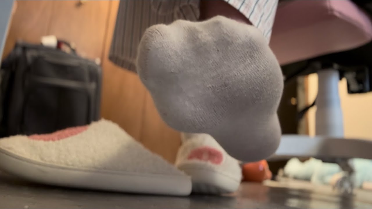 Under-desk Slipperplay | These Slippers Make my Feet so Sweaty...