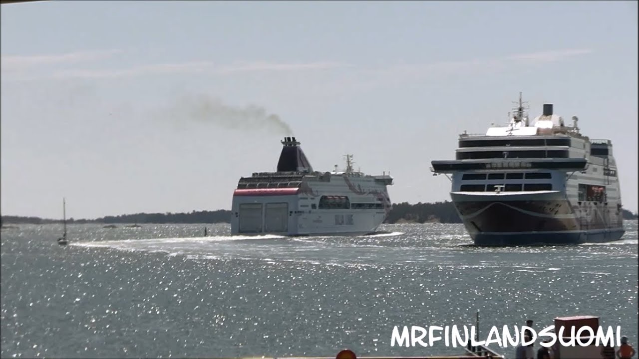 Viking Grace loads the ferry full of passengers  25 06 2023 Viking Line Mariehamn &Aring;land