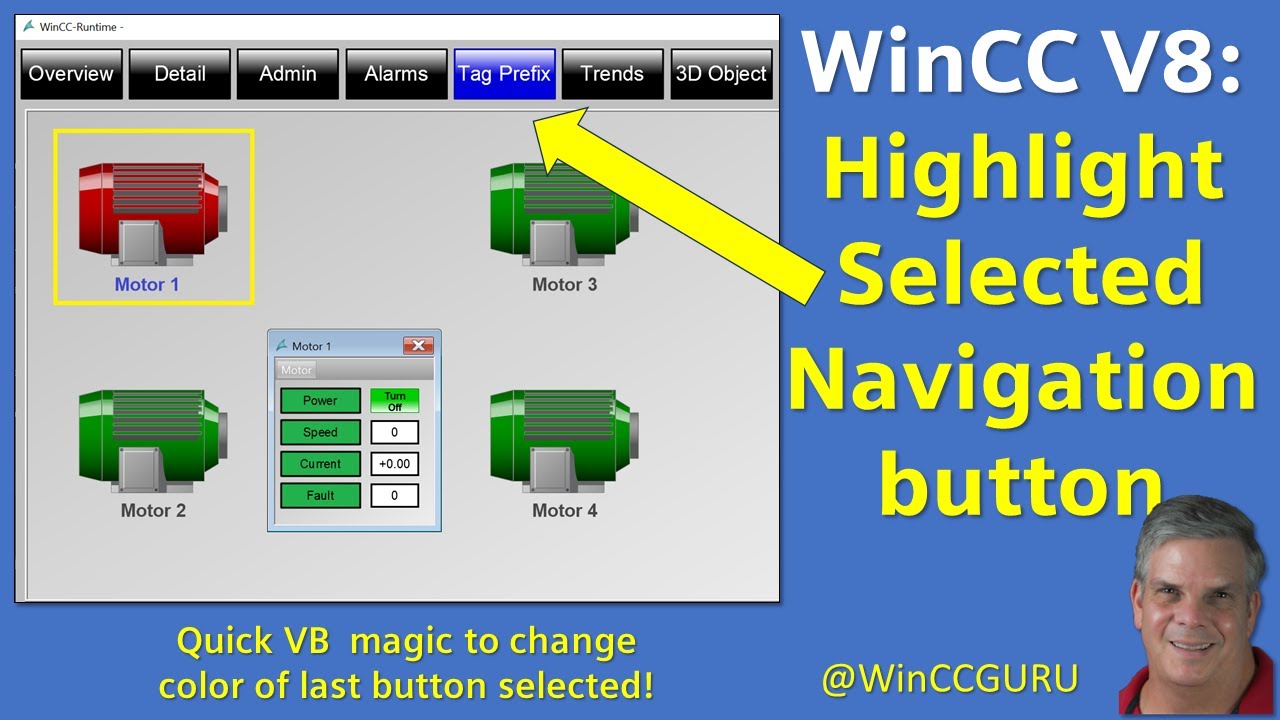 How to change color of selected button in WinCC SCADA 