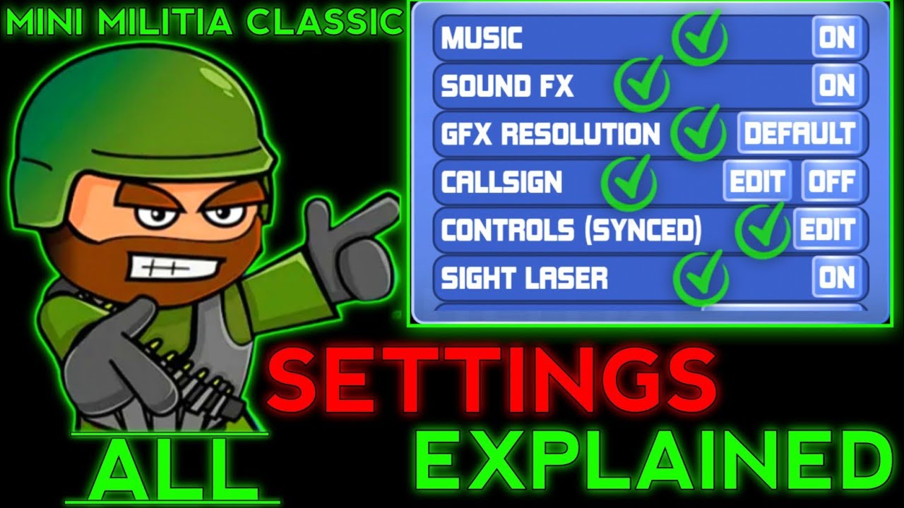 all settings explained in hindi 😃। mini militia classic by suchit gamerz