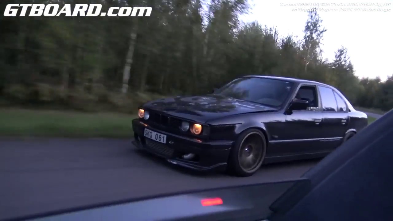 4k 1001 HP Bugatti Veyron Dutchbugs vs BMW M5 E34 Turbo 900 RWHP by AG