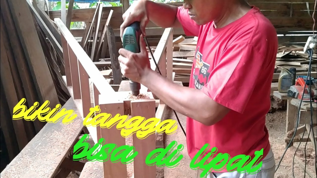 cara bikin tangga lipat dari kayu