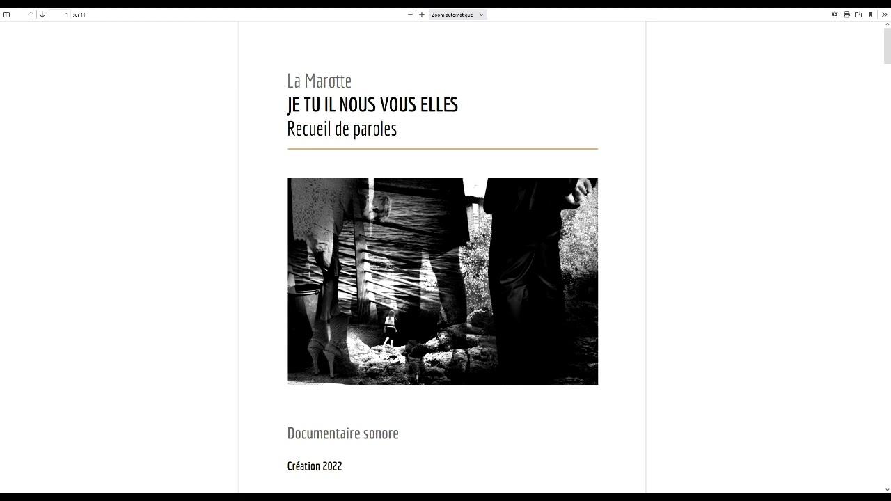 Documentaire sonore Je tu il nous vous elles