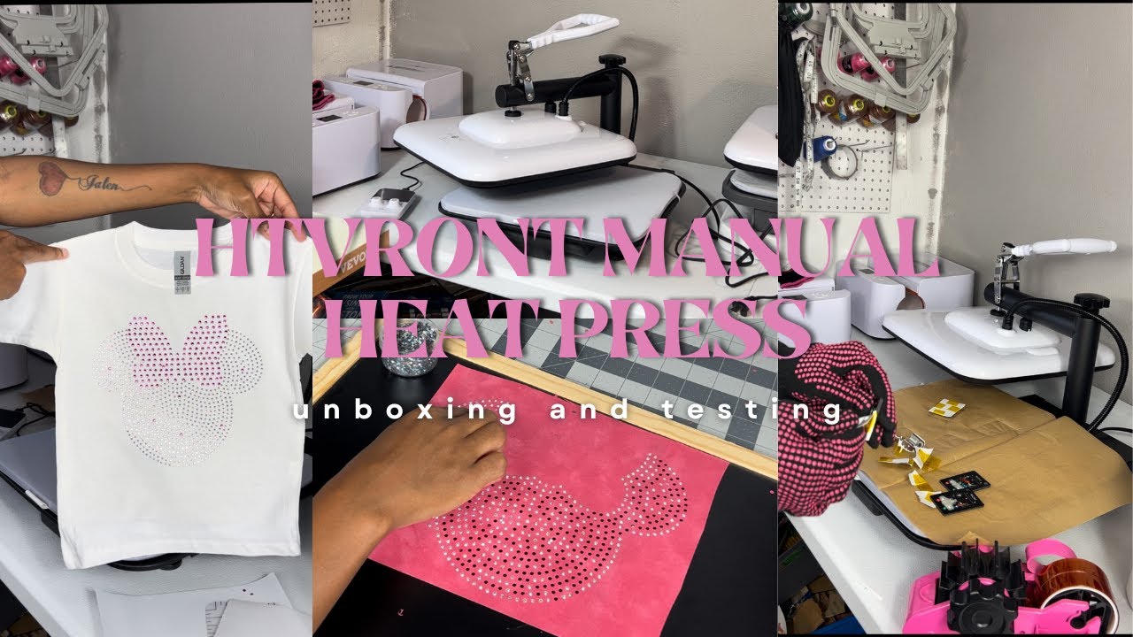 Unbox HTVRONT Manual 15x15 Heat Press + Test Out The LOKLIK Can It Cut Rhinestone Flock ?