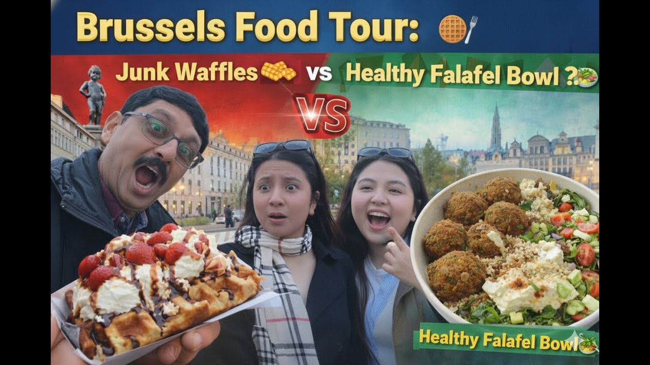 Brussels Food Tour: Junk Waffles 🧇 vs Healthy Falafel Bowl 🥗?