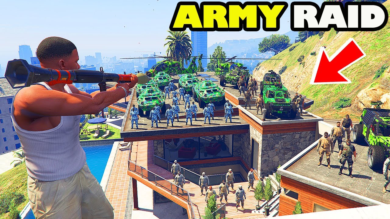 Franklin House Raided by ARMY in GTA 5 | SHINCHAN and CHOP