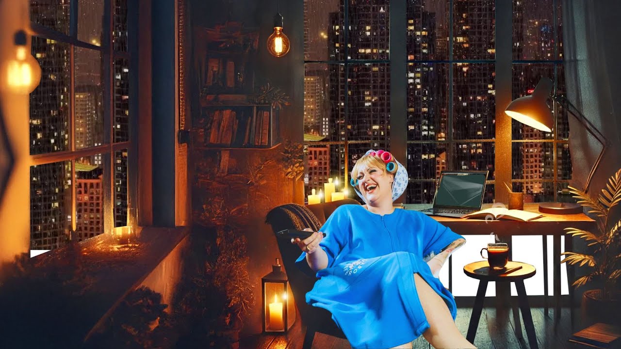 Brittany Broski recording The Broski Report in the Other Room ASMR (extra muffled) Rain Sounds