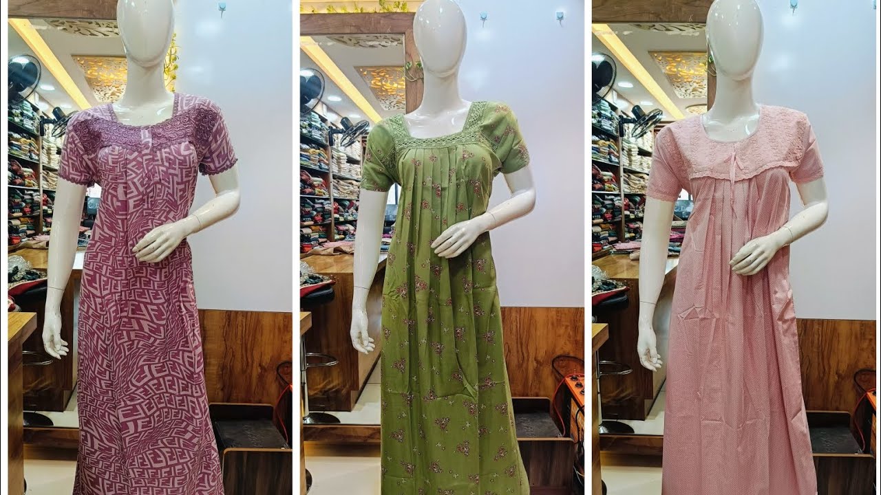 SHANDAR Brand Large Pleated Nighties.. Ready To Ship..Cathy's Collections.For Bookings 9497352940