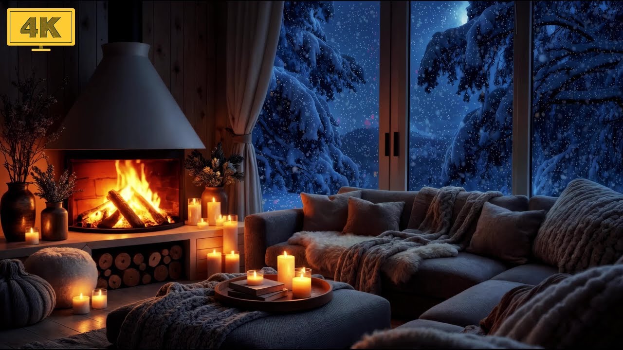 Cozy Snowy Cabin ❄️ Celtic Folk Music & Fireplace Sounds for Concentration & Calm