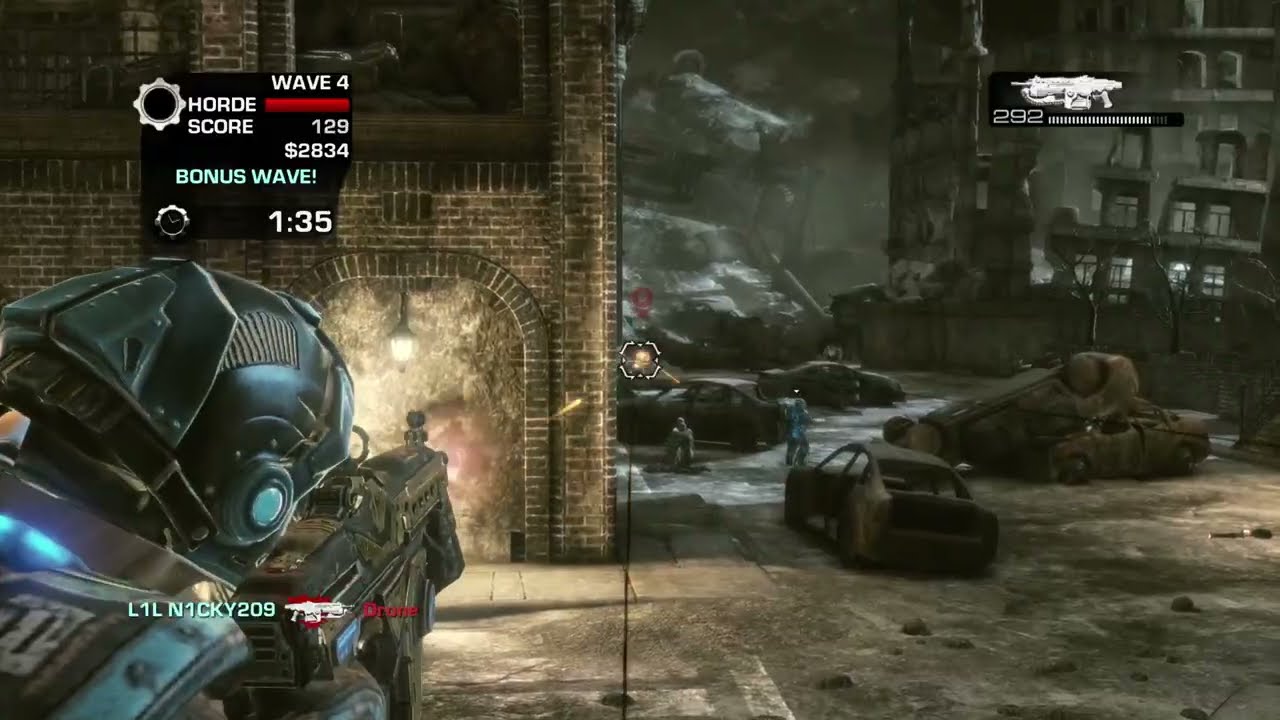 Gears of War 3 Horde Mode - Playing with Friends and Randoms on GRIDLOCK#3