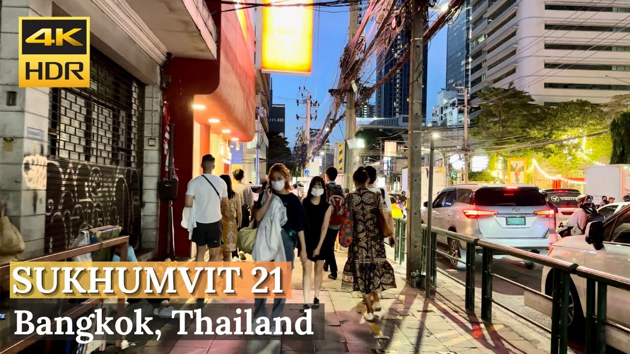 [BANGKOK] Evening Walk in Downtown Bangkok | Asok Montri Road (Sukhumvit 21) | Thailand [4K HDR]