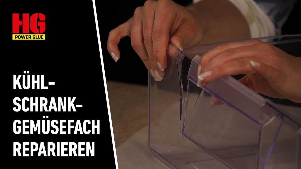 K&uuml;hlschrank Schublade Gem&uuml;sefach kleben mit der Schwei&szlig;naht aus der Flasche!
