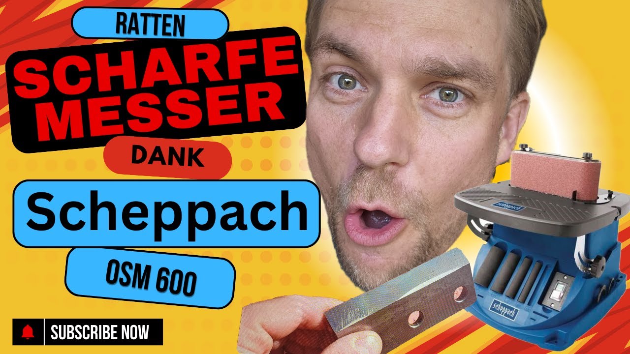 Häcksler Messer schärfen mit Scheppach OSM 600 Bandschleifer