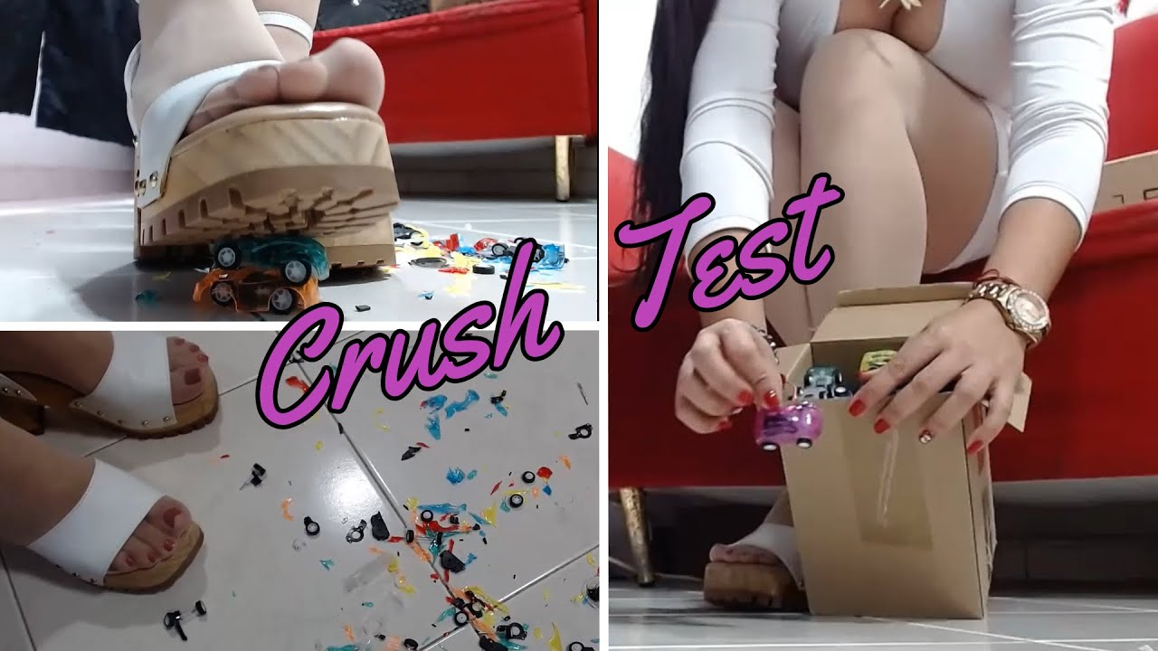 Crushing test with my new wooden heel sandals vs toy cars
