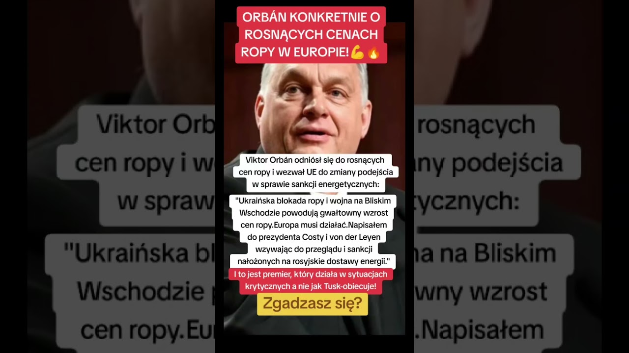 ORB&Aacute;N KONKRETNIE O ROSNĄCYCH CENACH ROPY W EUROPIE!