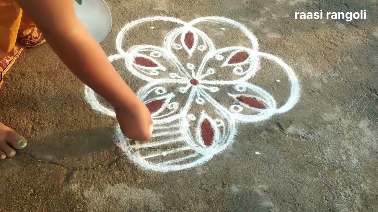 rangoli easy drawing 🌺chitthara pavrnami kolam💜simple muggulu 😍