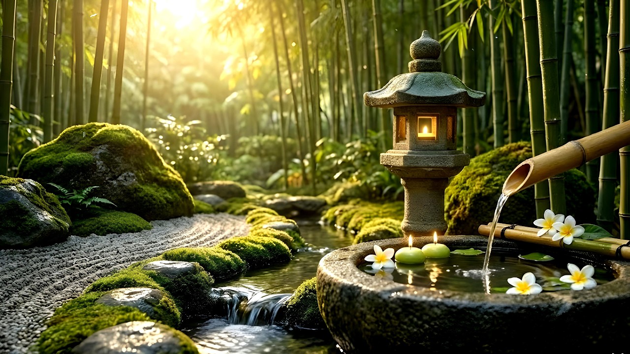 Peaceful Zen Garden Fountain 💧 Relaxing Music for Anxiety Relief, Meditation and Calm Mind