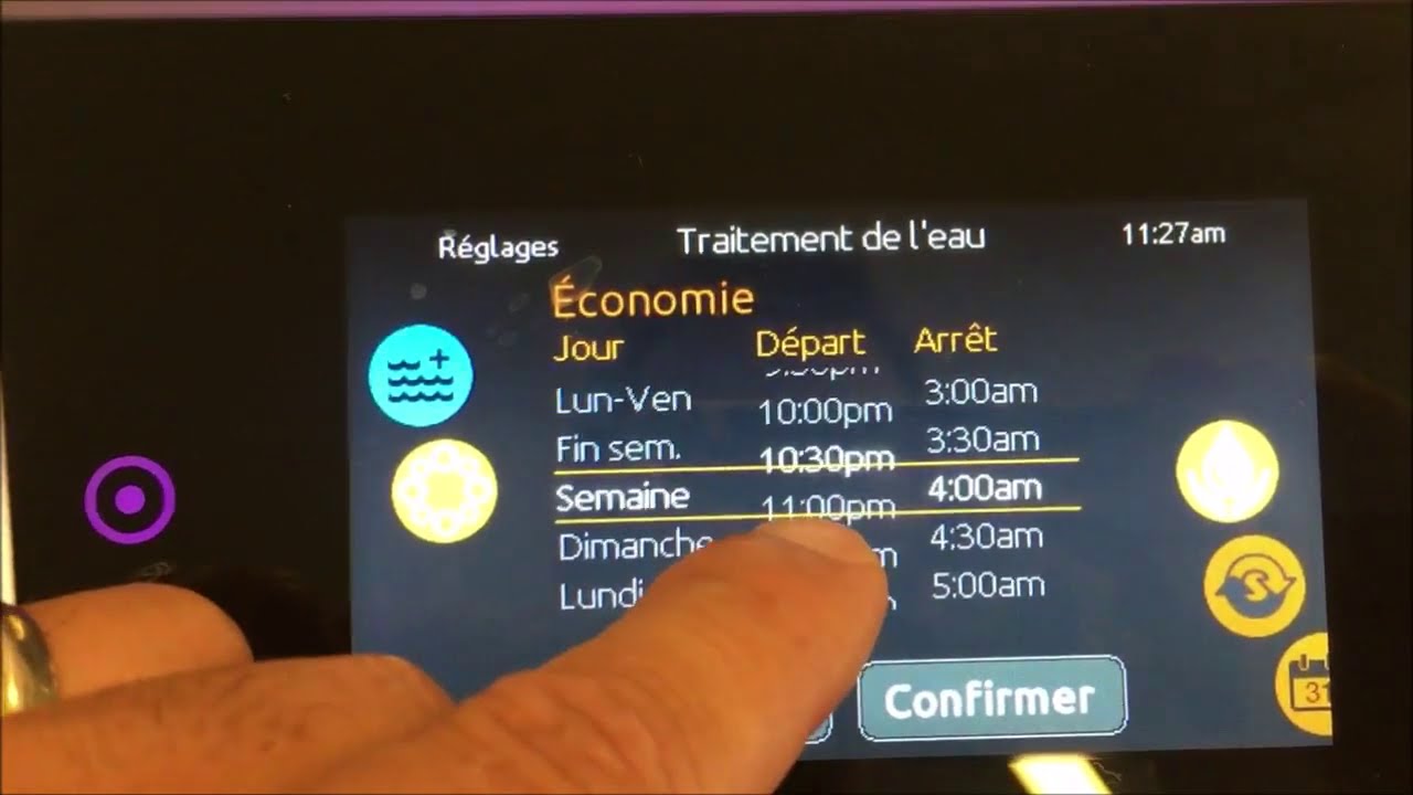 Comment programmer ou modifier la filtration (spa avec platine tactile) ?