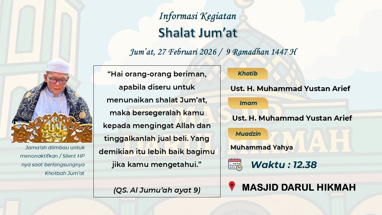 Shalat Jum'at 27 Feb 2026 | 09 Ramadhan 1447 H 