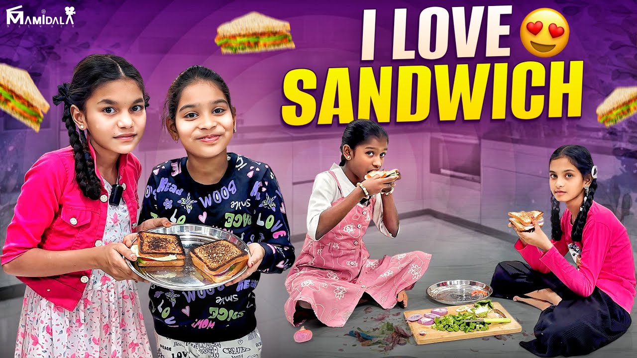 జానవి SANDWICH comedy video || janavi prepair sandwich with friends ||. Funny video ||village videos