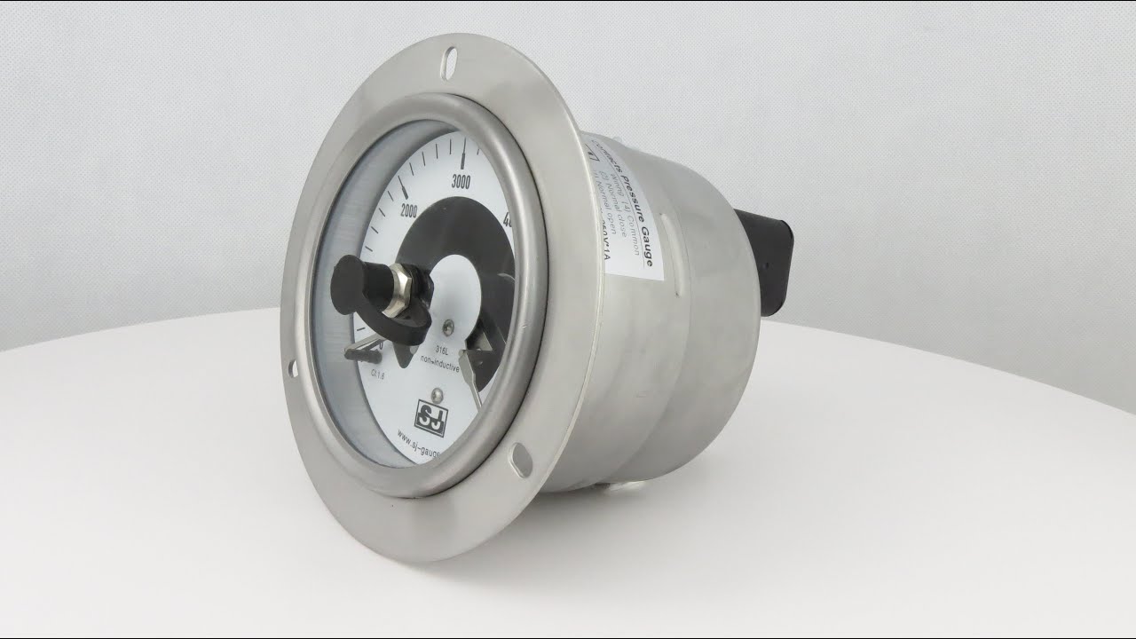 PRE4.H | Contact Pressure Gauge, Euro, Back Mount + Liquid Filled (Rear Cable Terminal Box)