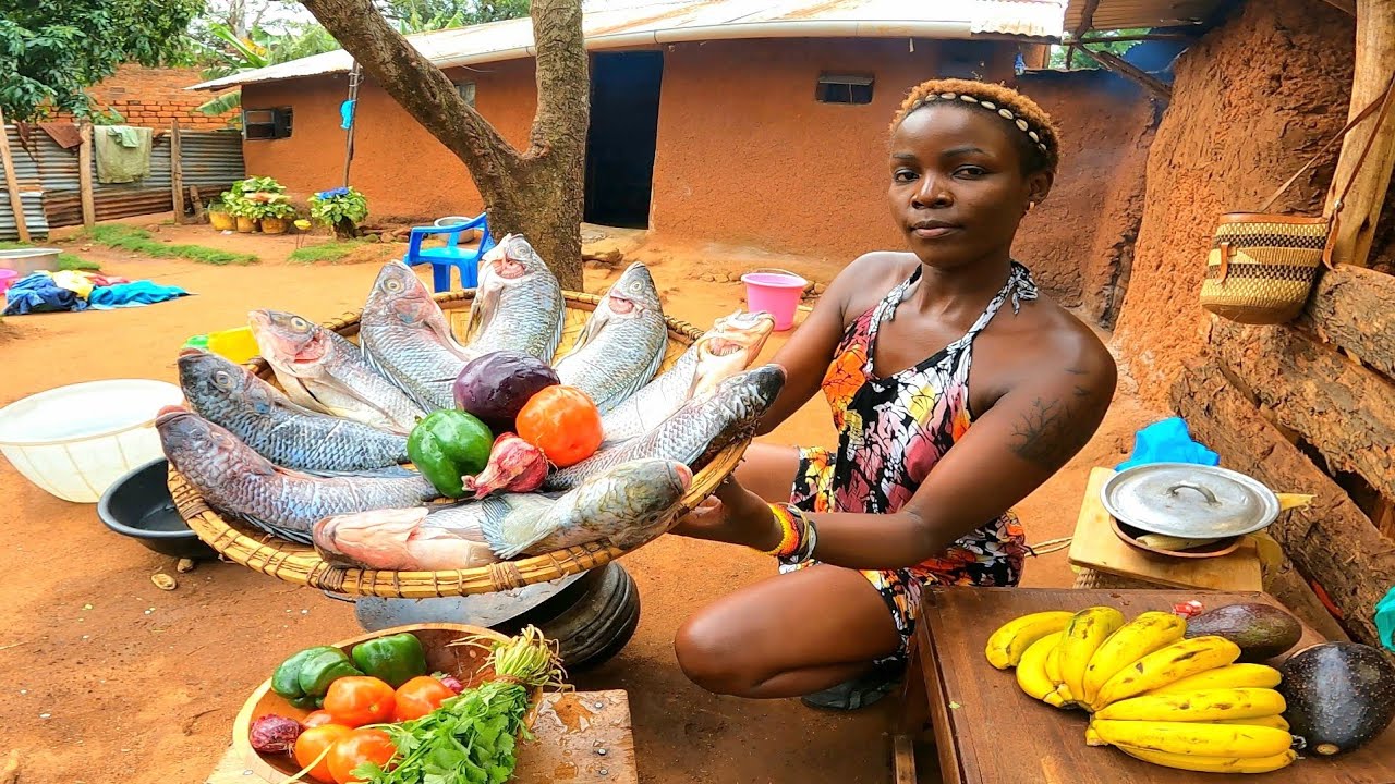African village life Deep Frying Fish making Soup with Ragi ugali | Grandmothers Recipe