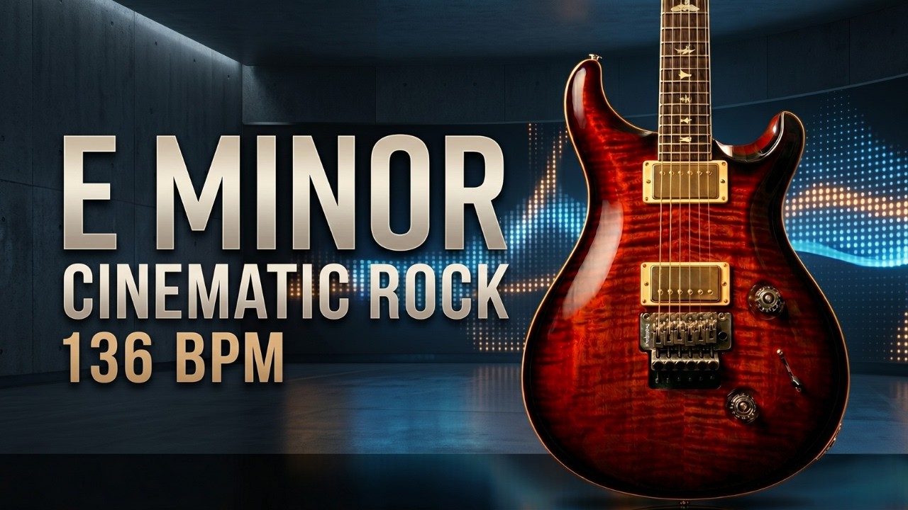 E Minor Cinematic Rock Backing Track | 136 BPM