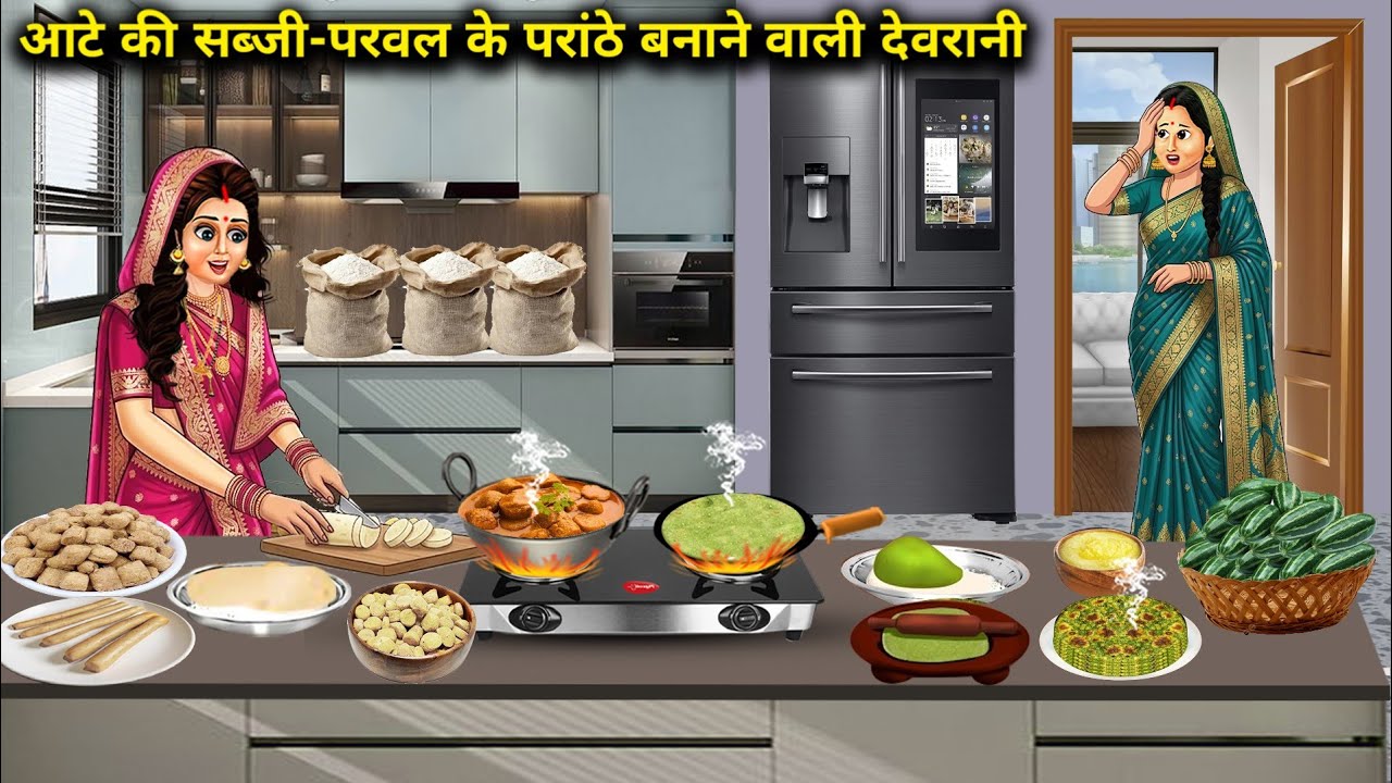आटे की सब्जी-परवल के परांठे बनाने वाली देवरानी |The younger sister-in-law who prepares the flour-bas