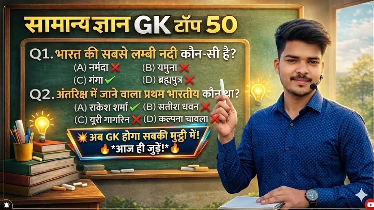 सामान्य ज्ञान GK टॉप 50 questions 💥🔥💯|SSC|MTS|CGL|up police 