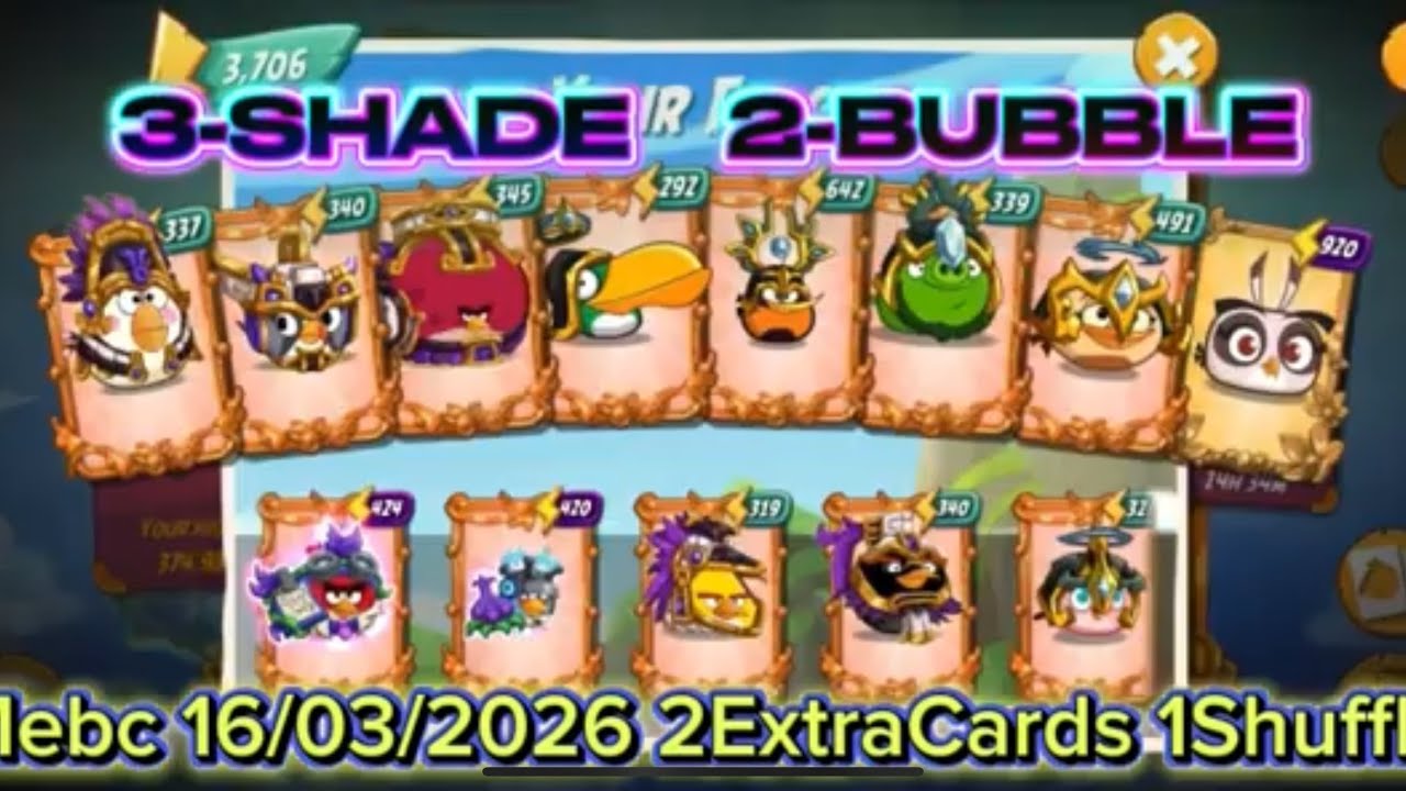 Mebc 2ExtraCards 1Shuffle Mighty Eagle Bootcamp 16/03/2026 Ab2 angry birds 2