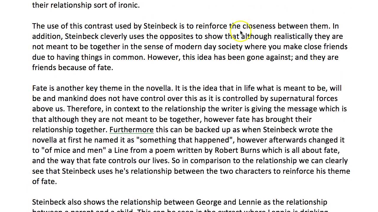 Learn to Write About the Relationship Between George and Lennie in Of Mice and Men (thanks Joshun)