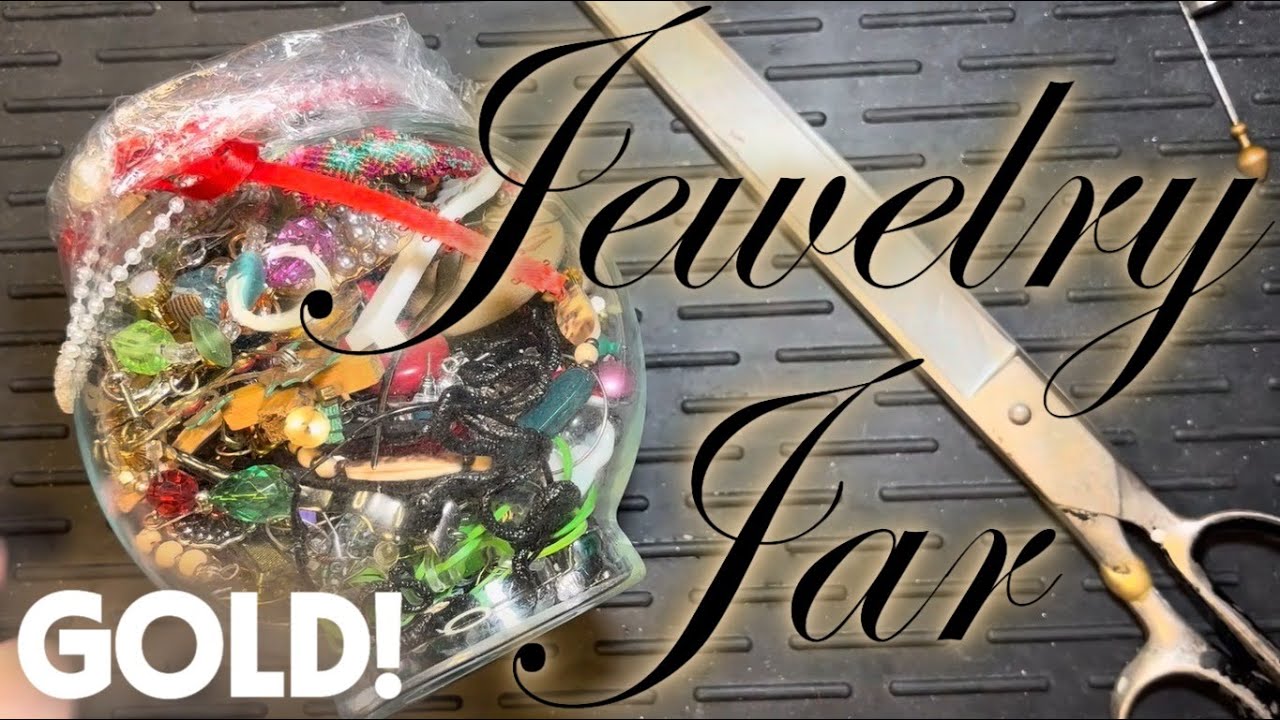 Excellent Jewelry Jar...GOLD, SILVER, Treasure! #thrift #jewelry #silver #tangled #necklace