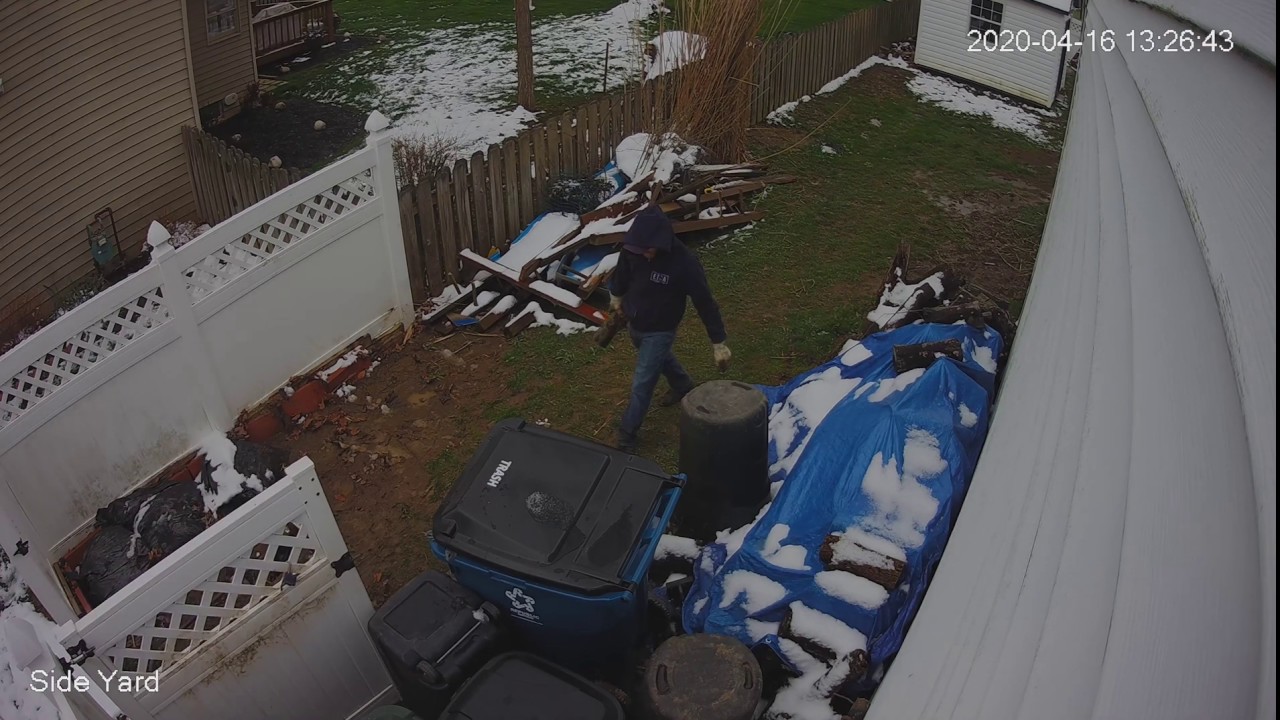SideYard 4 16 20 cleanup time lapse - Amcrest IP4M-1026E with Blue Iris