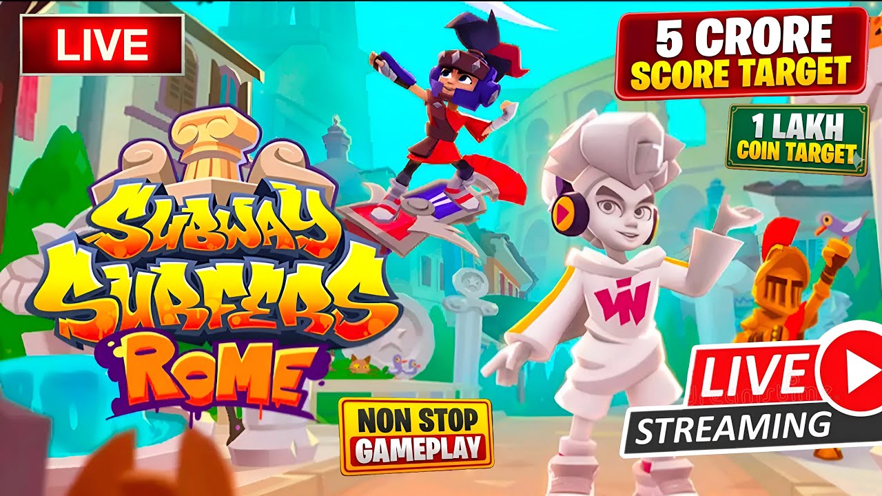 SUBWAY SURFERS LIVE | 5CR SCORE TARGET | 1LAC COIN TARGET #subwaysurferslive #livestream #shorta