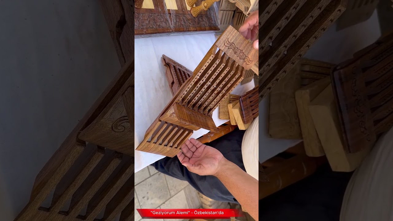 &Ouml;zbekistan A&ccedil;ılır Kapanır Ahşap Rahle - Uzbekistan Foldable Rahle #rahle #&ouml;zbekistan #hive #khiva
