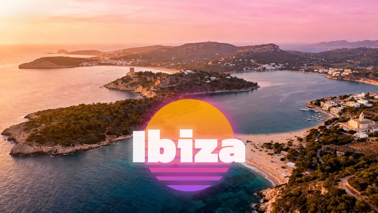 RELAXING ambient FLOATING MUSIC, 4K drone IBIZA (all the BEACHES of the ISLA BONITA)