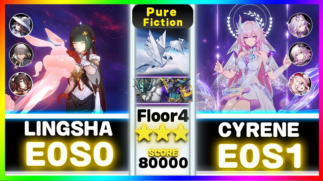 SCORE 80000 | Pure Fiction Floor 4 [3stars] | E0S0Lingsha&E0S1Cyrene |【Honkai Star Rail】【崩壊：スターレイル】