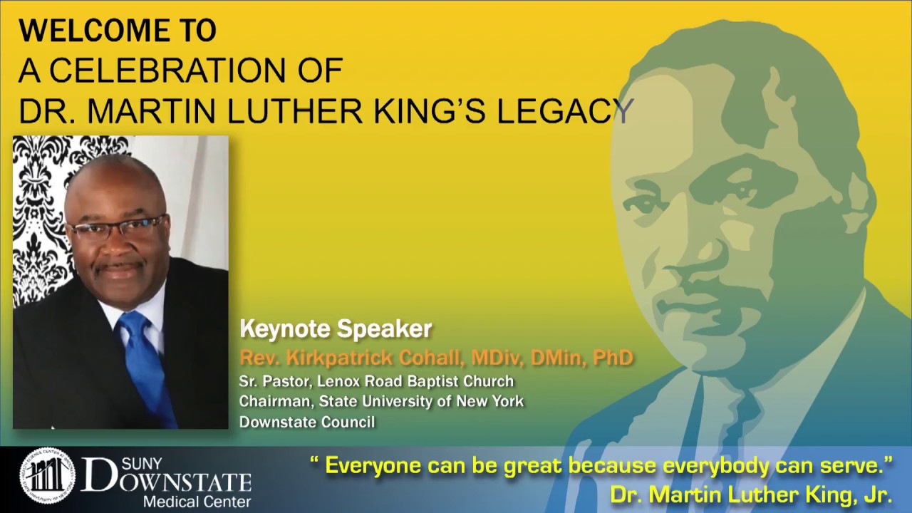 2018 MLK Program.  Keynote Speaker: Rev  Kirkpatrick Cohall, MDiv, DMin, PhD