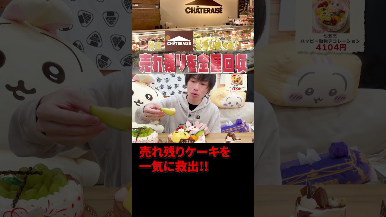 【大食い】売れ残ったシャトレーゼのケーキを無限回収して全部食う漢【しのけん】【スイーツテロ】#しのけん #シャトレーゼ #大食い #食レポ #mukbang