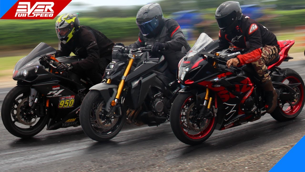 Yamaha R1 🆚 Suzuki GSX-S1000 🆚 Suzuki GSX-R1000 🔥 DRAG RACING Трек Times 2023