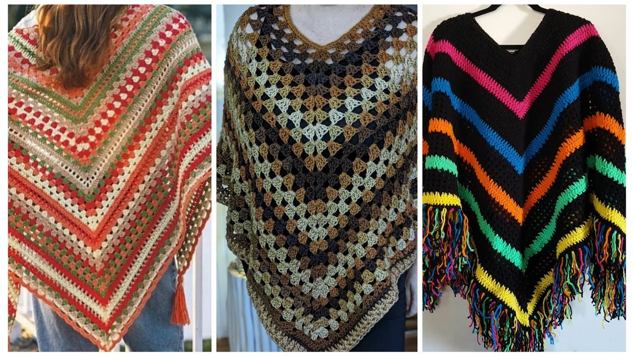 Fabuloso e impresionante último patrón de poncho de crochet 