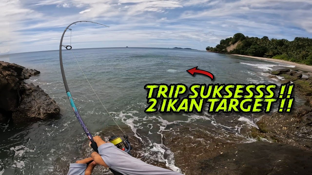 EXPLORASI SUKSES !!! Mancing casting pinggir laut dapat target GT pakai micro jig dan minnow