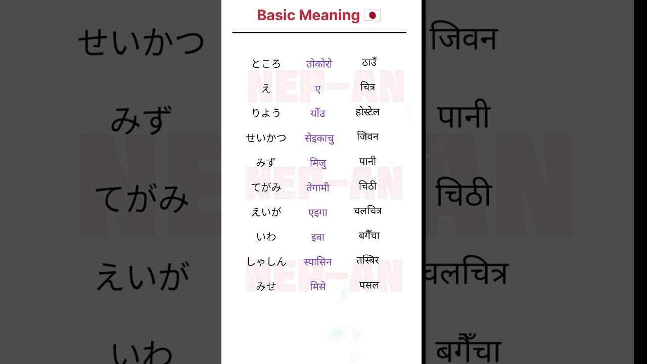 Japanese language Basic Meaning| 
