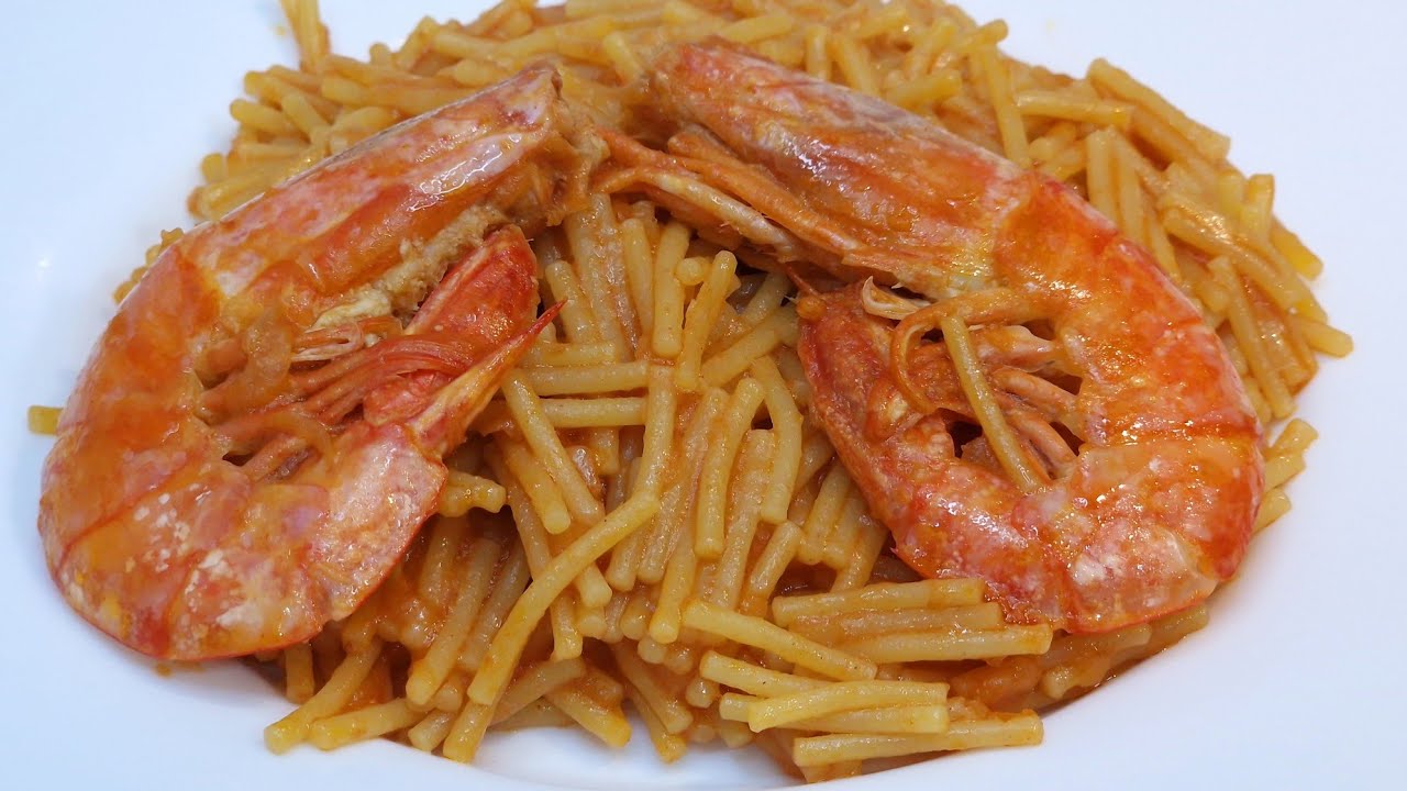 Fideos con gambones fáciles | Receta paso a paso