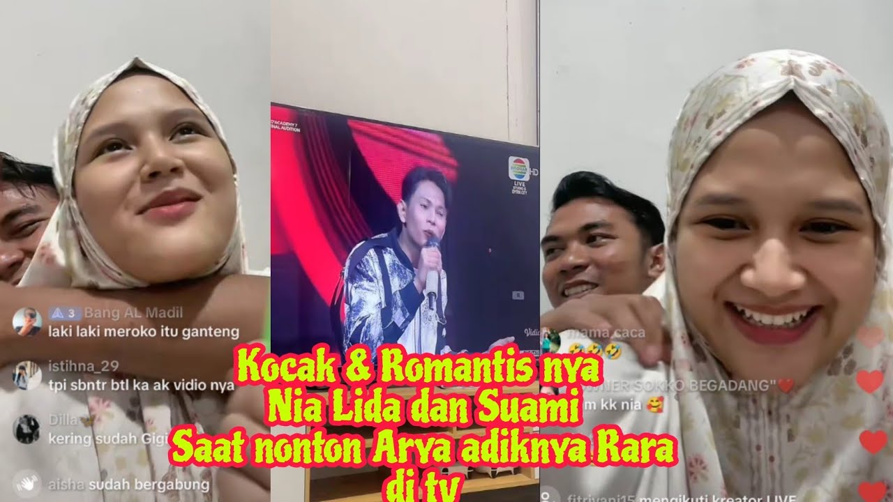 Kocak dan Romantis nya Nia Lida dan sang suami saat nonton Arya adiknya Rara di tv