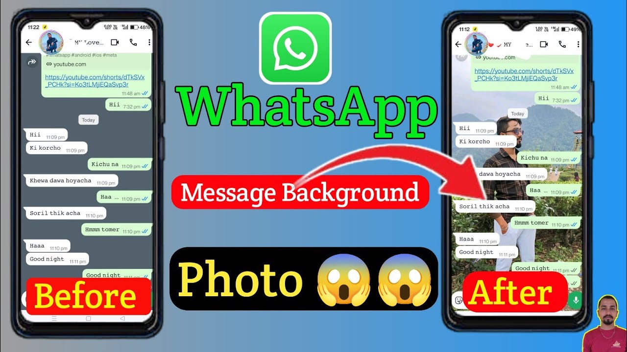 WhatsApp Messages Background Wallpaper Bangoli | WhatsApp মেসেজ ব্যাকগ্রাউন্ডে নিজের ছবি সেট করুন |