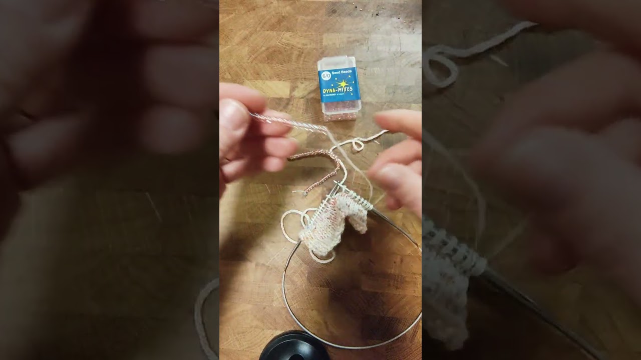 The hybrid super floss/crochet hook beading method for knitting projects. 